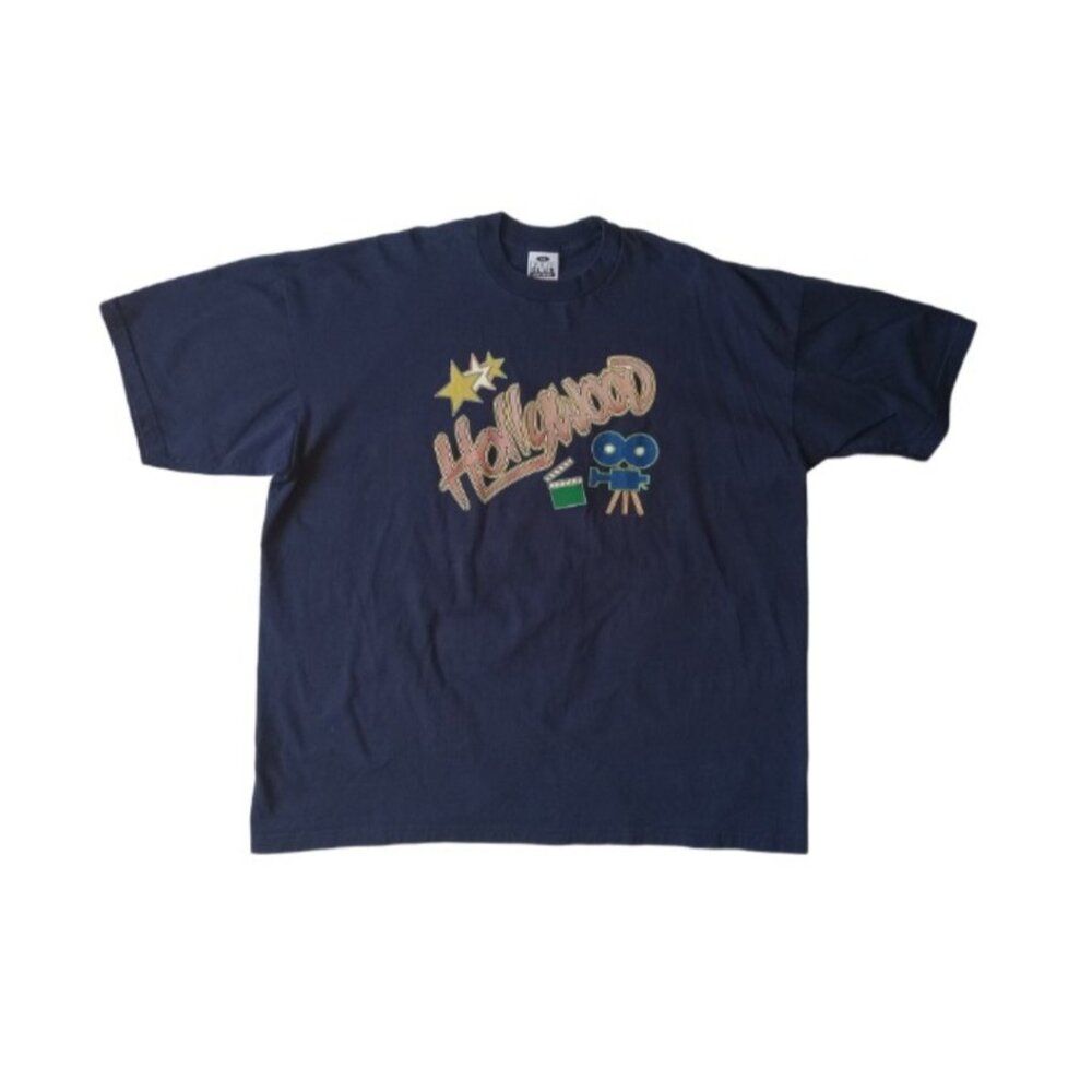 Pro Club Vintage Navy Blue Cotton Hollywood Graphic Print Tee Unisex Adult 3xl